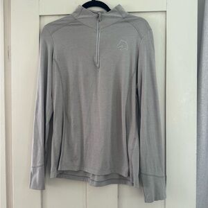 HKM Grey Equestrian Quarter Zip | Horse Logo | Performance Top | Size L